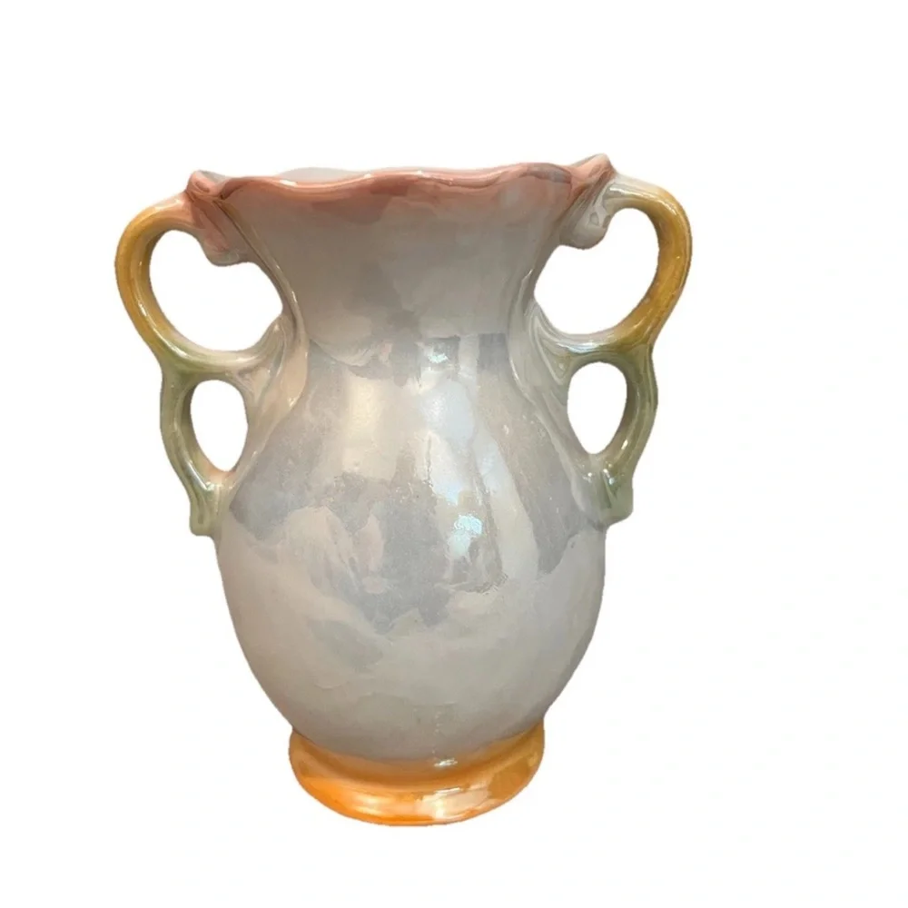 Vintage Brazilian Lusterware Iridescent Glaze Vase Made In‎ Brazil